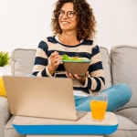 Portable Bamboo Laptop PC Table Lap Tray Workstation - Blue | BIG W