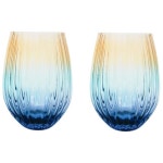 2pc Urban Ellie Ombre Cocktail Glass Drink Cup Drinkware Set Amber/Blue 18cm | BIG W