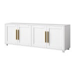 TV Stand Storage Cabinet White Entertainment Unit Television Console Table Media Centre Bench Bed Living Room Furniture with 4... 