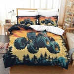 J1933 Bed Sheets Truck Bedding Set Duvet Cover Set 3D Print Car Comforter Cover 3 Pieces For Kids Teens Boys Quilt Cover with... 