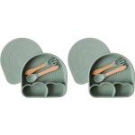 3pc LVD Arch Silicone Baby Feeding Bowl and Cutlery Set 18x17.5xcm Sage Green | BIG W