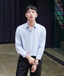 하레스 버튼 반오픈 셔츠