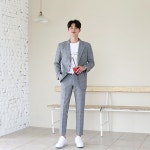 [SET] 니드 체크 린넨 슈트세트