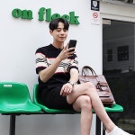 제스틴 카라 니트 반팔 티셔츠