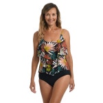 Maxine Womens Tankini Tops black - Black Tropical Floral Bahama Palm Tiered Tankini Top - Women | IBT Shop Maxine Maxine Womens... 