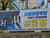 얼굴 찢기고 뚫리고... 정치 현수막 `수난 시대` - 부산일보 얼굴 찢기고 뚫리고... 정치 현수막 수난 시대