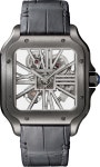 CRWHSA0009 - Santos de Cartier watch - Large model, hand-wound mechanical movement, steel, ADLC, leather - Cartier Santos de... 