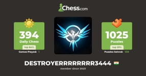 Kavish D (DESTROYERRRRRRRR3444) Skákprófíll - Chess.com Kavish D (DESTROYERRRRRRRR3444) Skákprófíll