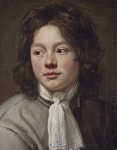 1600-1677 Paris)  | Portrait of a boy, bust-length, in a grey coat and a white necktie with blue and red trim | le Nain, Louis... 