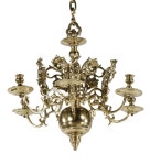 A NORTH EUROPEAN BRASS SIX-LIGHT CHANDELIER  | 19TH CENTURY, INCORPORATING EARLY ELEMENTS  | chandelier, Furniture & Lighting... 