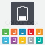 Battery low level sign icon. Electricity symbol. Rounded squares 11 buttons. Vector | Stock Vector | Colourbox