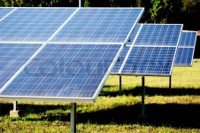 Solar cell panel in solar farm close up in Thailand | Stock Photo | Colourbox