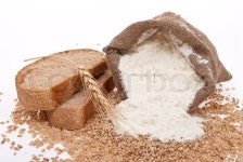 Flour and wheat grain with bread | Stock Photo | Colourbox