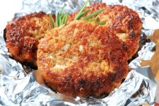 Vegetable burgers on tin foil | Stock Photo | Colourbox