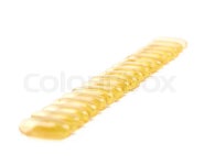 Line of yellow softgel pills isolated over the white background | Stock Photo | Colourbox