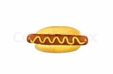 Freshly grilled hot dog with yellow mustard | Stock Photo | Colourbox