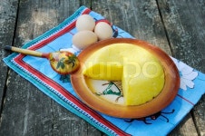 Home-made cheese on a wooden table | Stock Photo | Colourbox