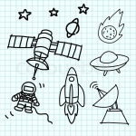 Space set hand draw ongraph paper | Stock Vector | Colourbox