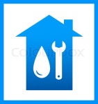 Plumbing icon with water drop and wrench | Stock Vector | Colourbox