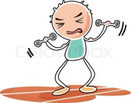 Illustration of a boy working out in a gym on a white background | Vector | Colourbox