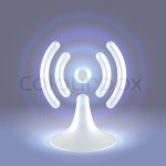 White hi tech glossy plastic wifi hot spot shining icon over gray background | Vector | Colourbox
