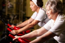 Two senior women training in gym | Stock Photo | Colourbox