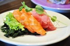 Sashimi raw fish with vegetables - Japanese food | Stock Photo | Colourbox