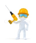 Builder with drill | Stock Photo | Colourbox
