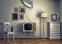 Obsolete retro interior photo and cg elements combinated | Stock Photo | Colourbox