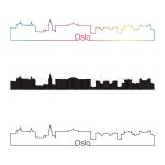 Oslo skyline linear style with rainbow in editable vector file | Vector | Colourbox