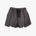 DEADSTOCK [LILA CILLEY]  페이크 레더 후리스 안감 밴딩 숏 팬츠 Black / size women F