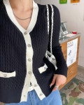 멜단은장배색니트가디건 디프니 멜단은장배색니트가디건