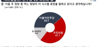 공정) 시스템 공천 국민의힘이 잘한다 47.1%..민주가 잘한다 38.3% - DogDrip.Net 개드립