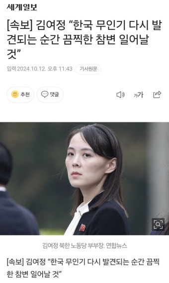 속보, 김여정 왈 한국 무인기 다시 발견되는 순간 좆될 것 - DogDrip.Net 개드립