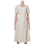 V넥 허리 리본 플레어 모던 원피스 (ENOW22512Z)- 이랜드몰