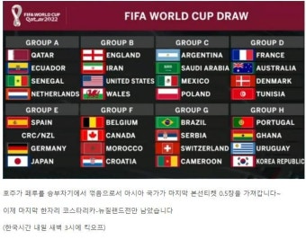 포모스 [오피셜] 카타르 2022 월드컵 본선 조편성 대진추가 [오피셜] 카타르 2022 월드컵 본선 조편성 대진추가