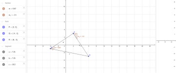 Exercise 3, p 193 Platinum Q 3 P(2;3) Q(-4;-1) and R(6;-3) – GeoGebra Exercise 3, p 193 Platinum Q 3   P(2;3) Q(-4;-1) and R(6;-3)