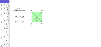 환서중-정사각형의 두 대각선 사이의 관계 – GeoGebra 환서중-정사각형의 두 대각선 사이의 관계