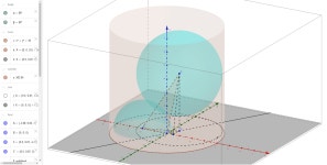 원기둥에 내접하는 두개의 구 – GeoGebra 원기둥에 내접하는 두개의 구