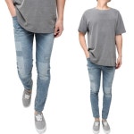 NEED 니드 [NEED] Slim Fit Patch Denim Pants Blue