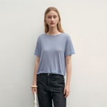 LOEIL TENCEL CROP T-SHIRT_SKY BLUE | GVG STORE. K-POP, K-FASHION STORE. Worldwide Shipping.