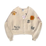 DBJD 더블제이디 낙서 크롭 니트 가디건 아이보리 | GVG STORE. K-POP, K-FASHION STORE. Worldwide Shipping.