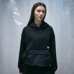 비갠디(BGEND) 믹스드 매터리얼 후드 티셔츠 - BLACK | GVG 스토어. 전 세계직배송.