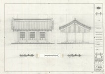 국가유산이미지 | 도면_경상북도기념물_김면장군유적_정화공사 정면도,측면도 도면_경상북도기념물_김면장군유적_정화공사 정면도,측면도