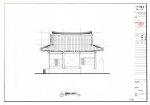 국가유산이미지 | 도면_국가민속문화재_함안 무기연당_보수공사 풍욕루 배면도1 도면_국가민속문화재_함안 무기연당_보수공사 풍욕루 배면도1