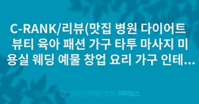C-RANK/리뷰(맛집 병원 다이어트 뷰티 육아 패션 가구 타투 마사지 미용실 웨딩 예물 창업 요리 가구 인테리어 자동차 IT 게임 건강)  > 서비스... 