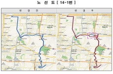 홈>교통행정>버스>시내버스 노선정보>개편노선정보(2020.12.31.) > (간선 14-1) 시내버스 변경노선 안내 | 교통·도로