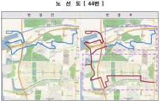 홈>교통행정>버스>시내버스 노선정보>개편노선정보(2020.12.31.) > (간선 44) 시내버스 변경노선 안내 | 교통·도로