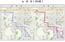 홈>교통행정>버스>시내버스 노선정보>개편노선정보(2020.12.31.) > (지선 551) 시내버스 변경노선 안내 | 교통·도로