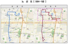 홈>교통행정>버스>시내버스 노선정보>개편노선정보(2020.12.31.) > (지선 584-1) 시내버스 변경노선 안내 | 교통·도로